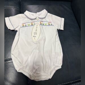 White Baby Romper with Embroidered Details